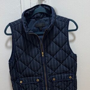 J.Crew Navy Quilted Vest with Gold Accents